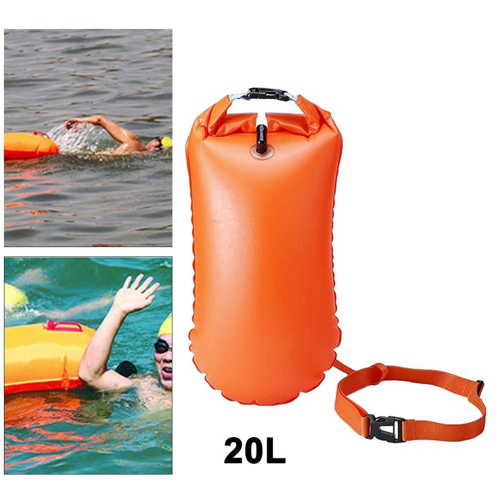 Inflatable Swim Buoy Safety Float Waterproof Air Open Water Swimming Dry Bag