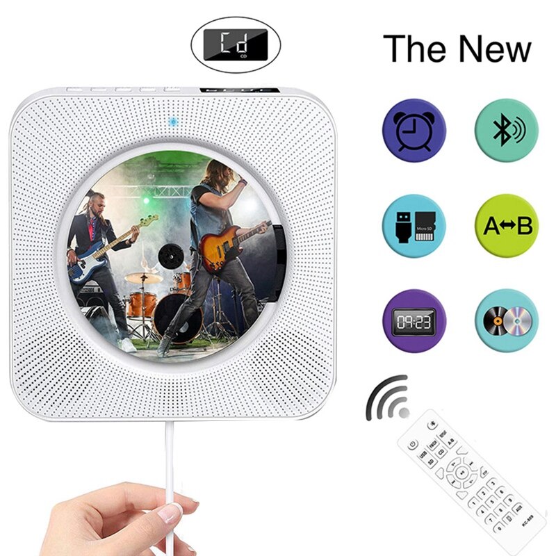 KC-809 Wall-Mounted CD Player Bluetooth Speaker Portable Home Audio Boombox With Remote Control FM Radio