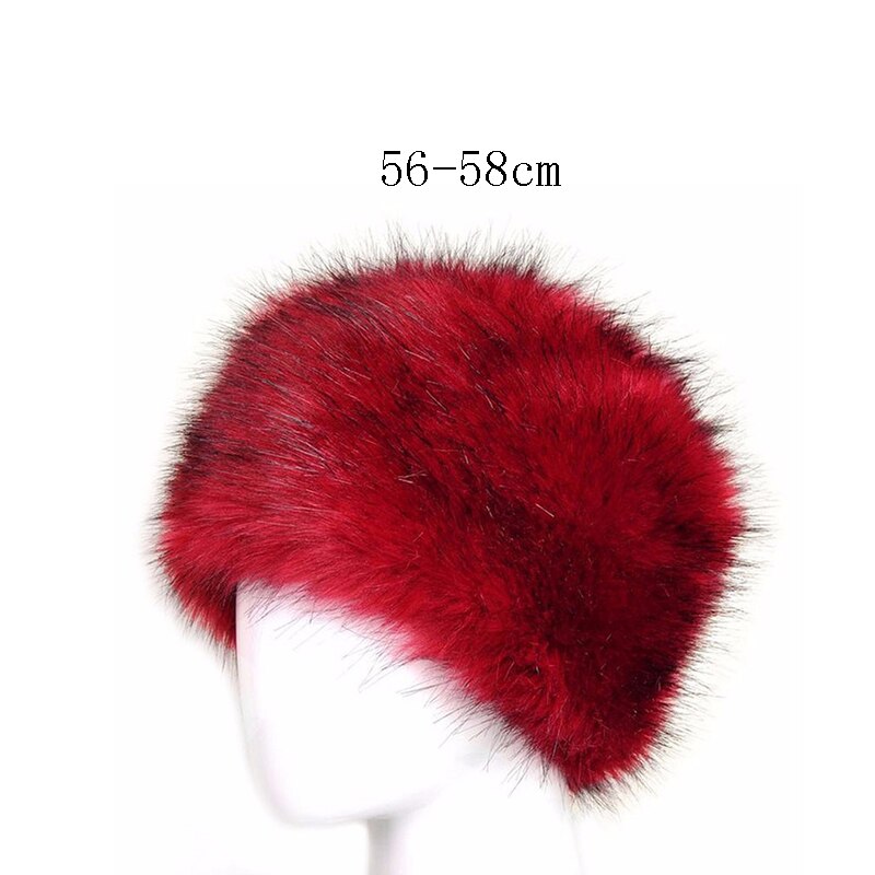 Winter Dikke Pluizige Hoofdband Voor Vrouwen Mannen Bont Haarband Russische Harige Oorbeschermers Elastische Tulband Brede Hoofddeksels Ski Hoeden Accessoires