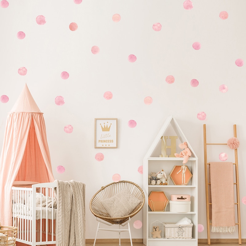 Tofok 36 stk/sæt akvarelprikker wallsticker aftagelig børneværelse soveværelse decals diy vinyl børnehave kontor forskønne indretning