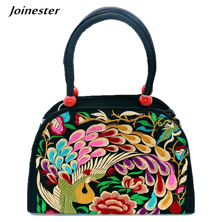 Women Casual Handbags Flower Embroider Leisure Tote Ethnic Vintage Shoulder Bags Floral Crossbody Bag for Ladies Shopping Bags