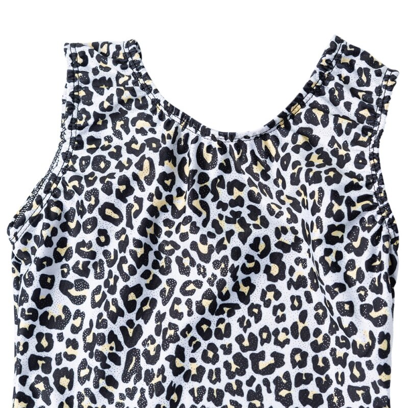 4-14 Years Girls Leotard For Gymnastics Ballet Teens Glitter Leotards Kids Dance Wear Sleeveless Leopard Print