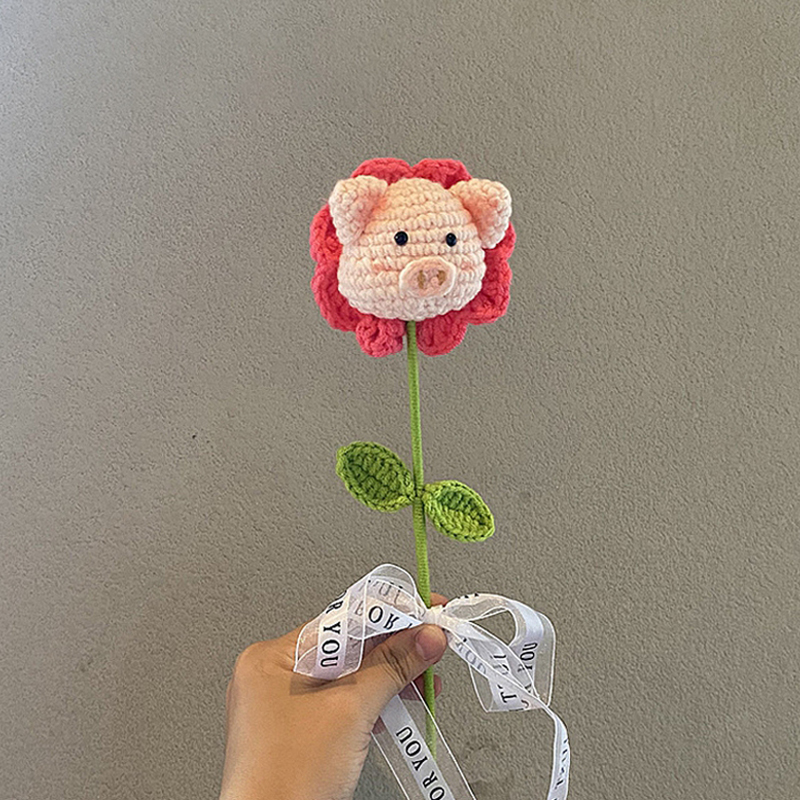 Fiori tutto'uncinetto Fiori lavorati a maglia finiti Regali per gli ospiti di nozze mazzo di fiori artificiali fai-da-te Decorazioni per la scrivania della stanza Regalo per la festa della mamma: MULTI