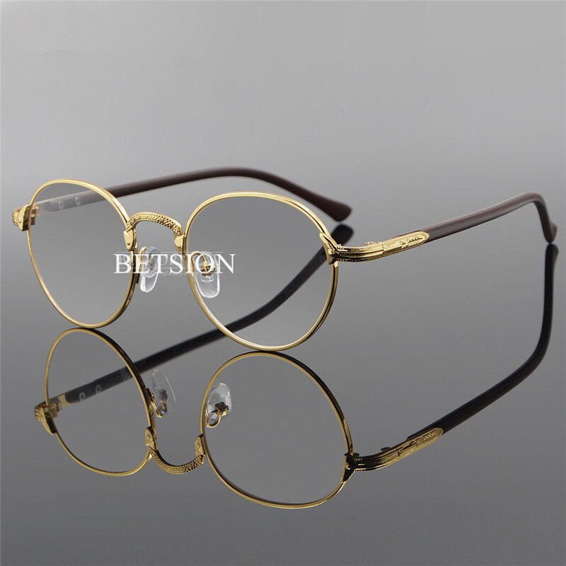 Betsion vintage ovalt guld brillestel mand kvinder almindelige briller klare briller: Guld