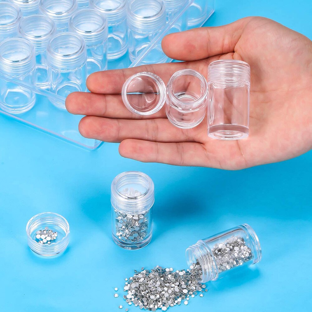 60Pcs Lege Flessen Transparante Diamant Schilderen Kralen Opslag Borduren Container Doos Fles Accessoires Van Steentjes