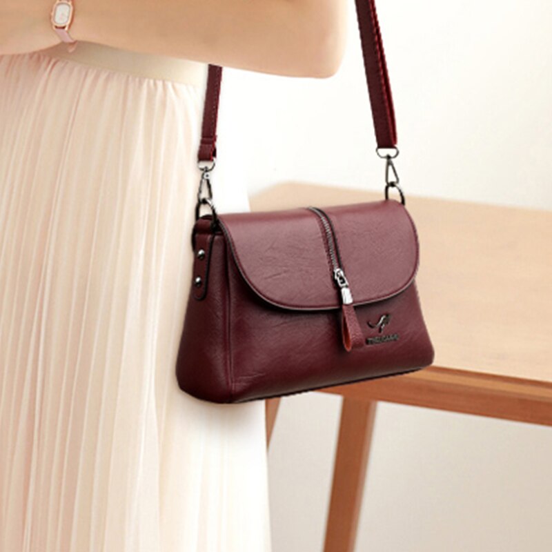 Causal kvinnor handväskor mjukt läder crossbody väskor för kvinnor liten axelremsväska dam handväska bolsos