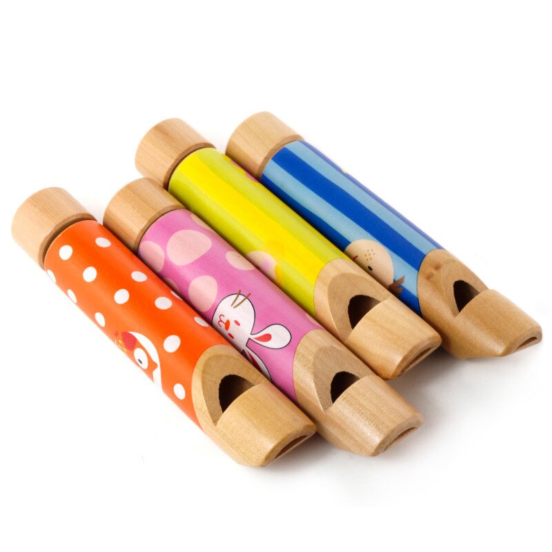 Orff Wooden Children's Pull Whistle Solid Wood Push Pull Pull Wooden Flute Music Toy Cross-border