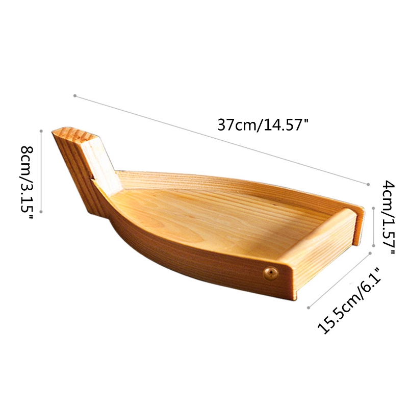 H7EA Japanese Cuisine Sushi Boat Wooden Serving Tray Seafood Platter Cold Dishes Ship Appetizers Container Kitchen Tableware