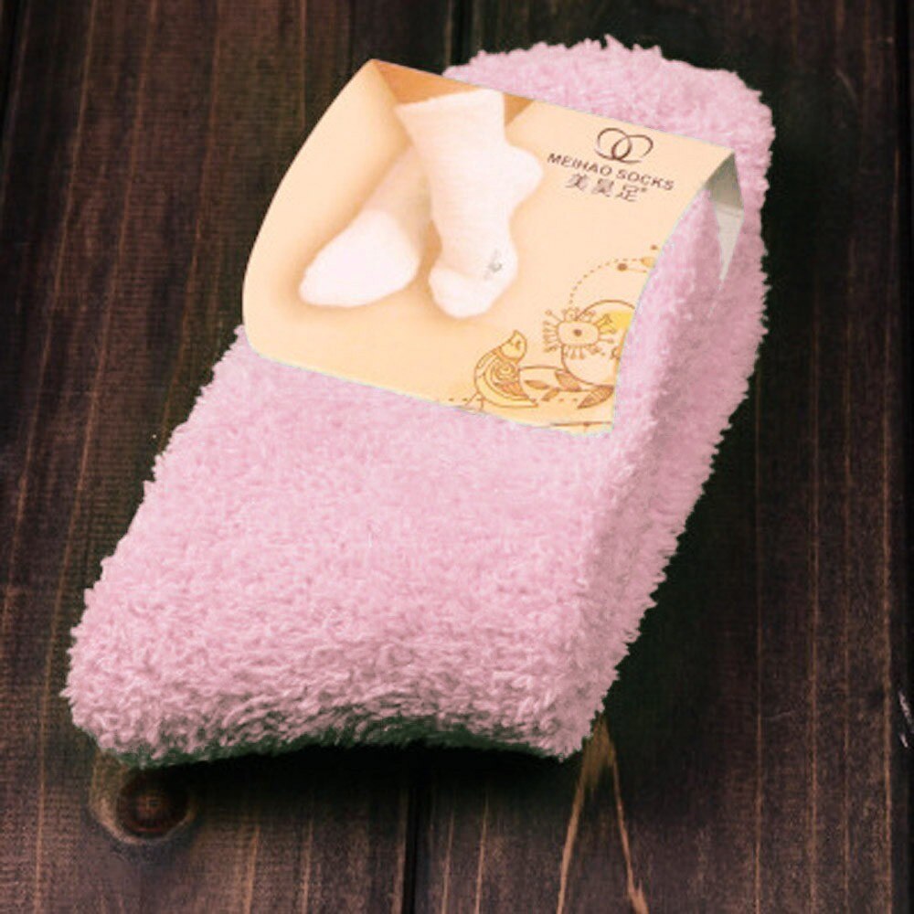 Home Women Girls Soft Bed Floor Socks Warm Winter Pure Color Fluffy Socks Floor Carpet Solid Color Женские Носки: PK