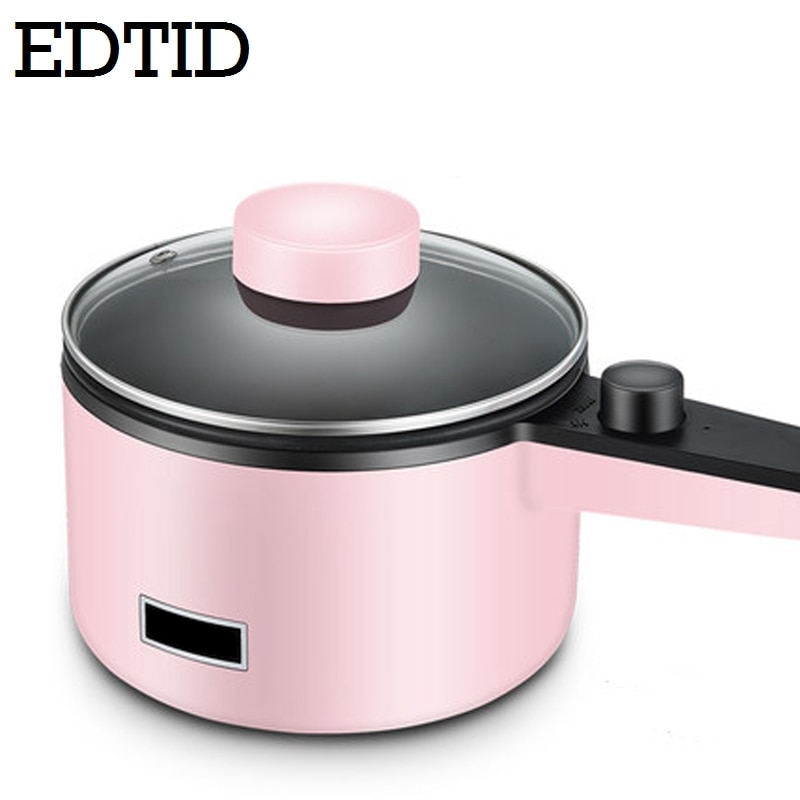 EDTID-olla eléctrica multifuncional, Mini olla antiadherente para cocinar fideos, freír huevos, sopa, calentador, sartén