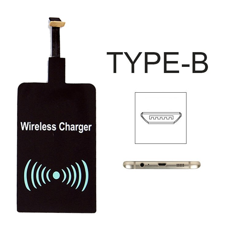 per Andriod tipo C Qi caricabatterie senza fili ricevitore pad bobina per Iphone 5 5s Se 6 6s 6splus 7 più tappetino adattatore di ricarica senza fili: For Android genere B