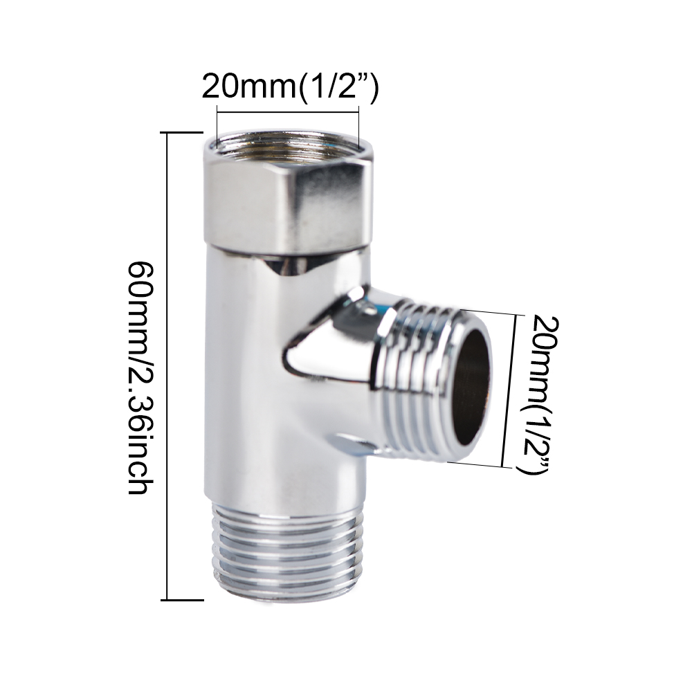 3-Way Electroplated Stainless Steel Shower Adapter 1/2inch Shower Diverter One-in-two-out Joint Water Pipe Fittings: PURPLE