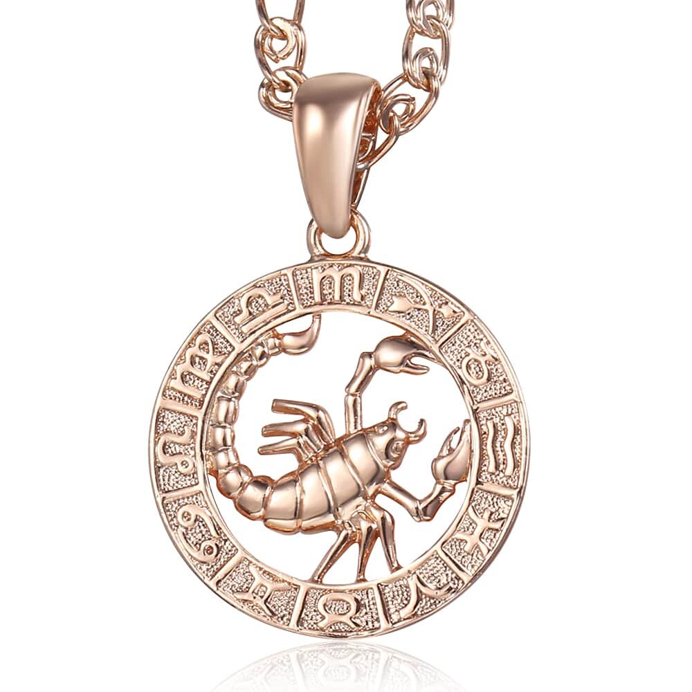 Davieslee 12 Horoscope Zodiac Sign Pendant Necklaces For Women Men Gold Color Aries Leo 12 Constellations DGPM24