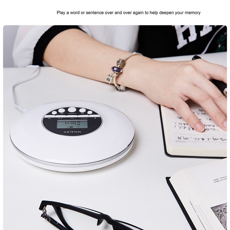 Portable CD Player, for Adults Students Kids Personal Compact Disc CD Player with Headphones Jack, Walkman with LCD Display -Whi