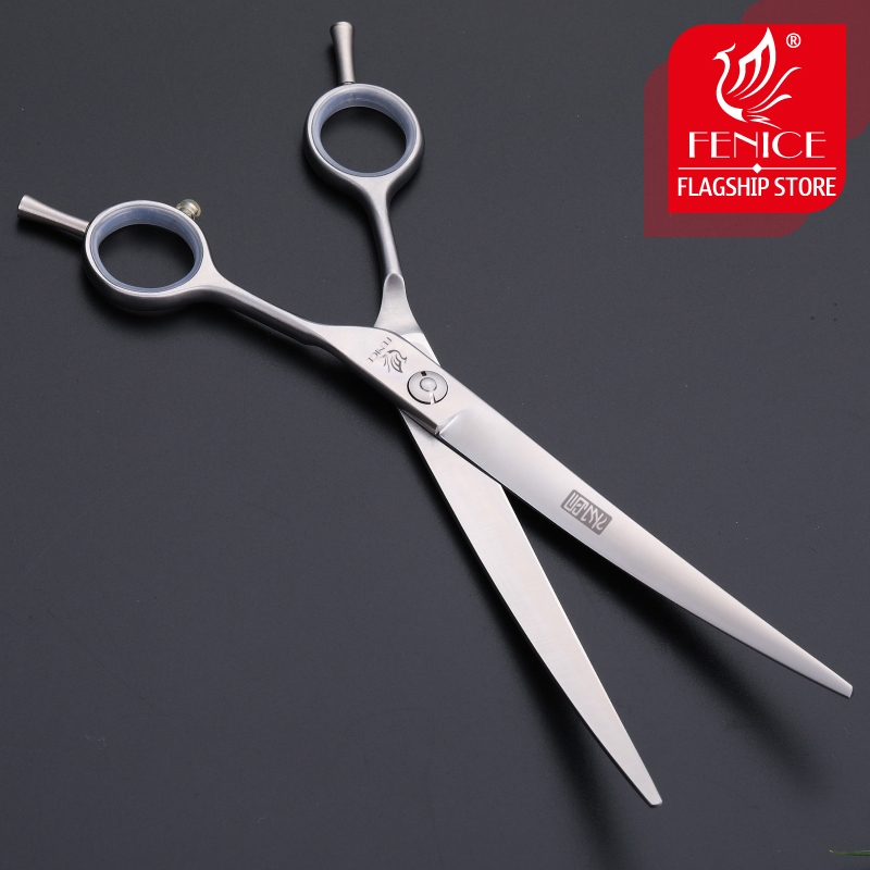 Fenice pet dog grooming scissors curved shears 7.5 inch silver stainless steel curved scissors