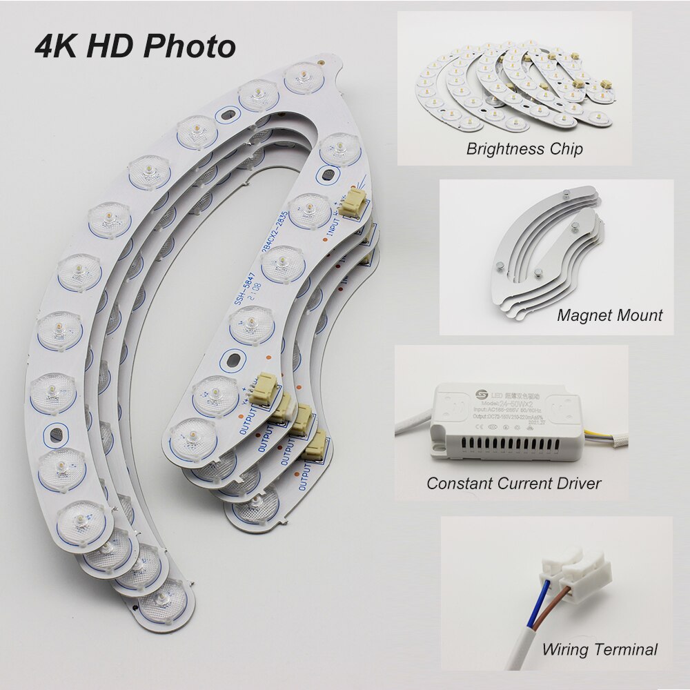 Led Module Lights Panel Led Lamp 220V Ceiling Lights Round Module Board 48W*2 Indoor For Room Ceiling Lamp Replacement Fixtures