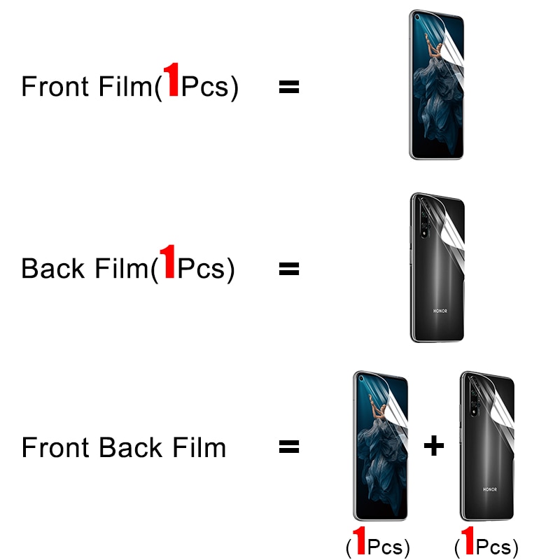 Front Film Back Cover 100D Hydrogel Film For Huawei Honor 8x 9x 10i 9 10 Lite 20 Pro Screen Protector Protective Film Not Glass