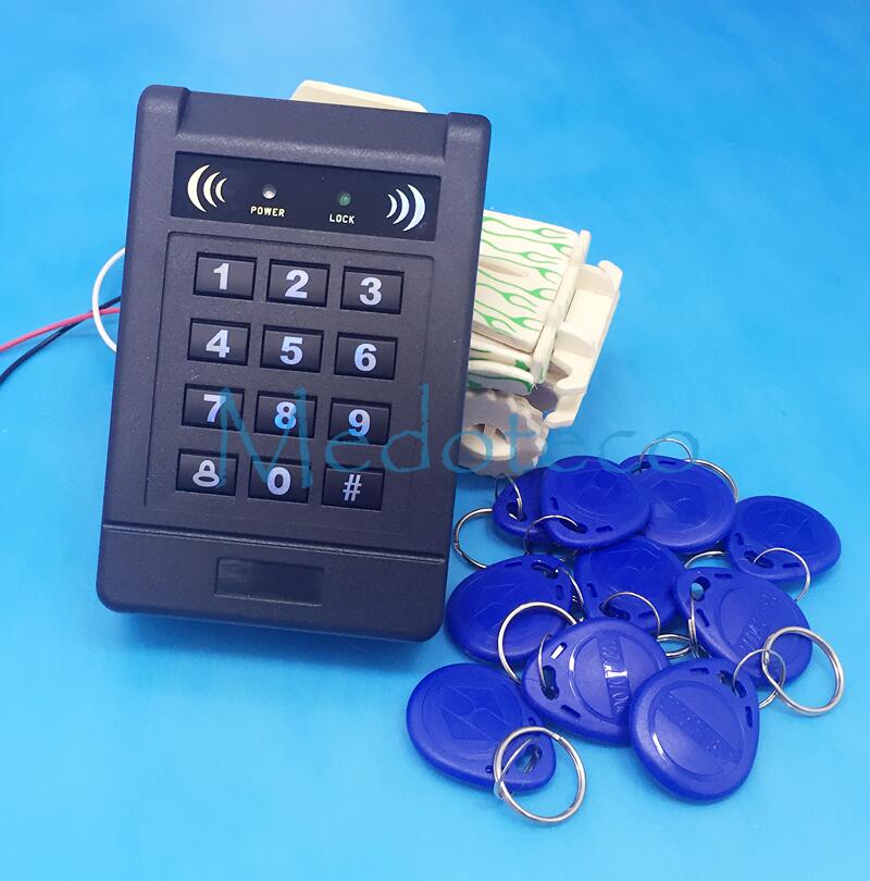 Contact-minder Inductieve RFID Proximity Card Toegangscontrole Systeem RFID/EM Lichtgevende Toetsenbord Proximity Deurslot wiegand input: Blue Keycard