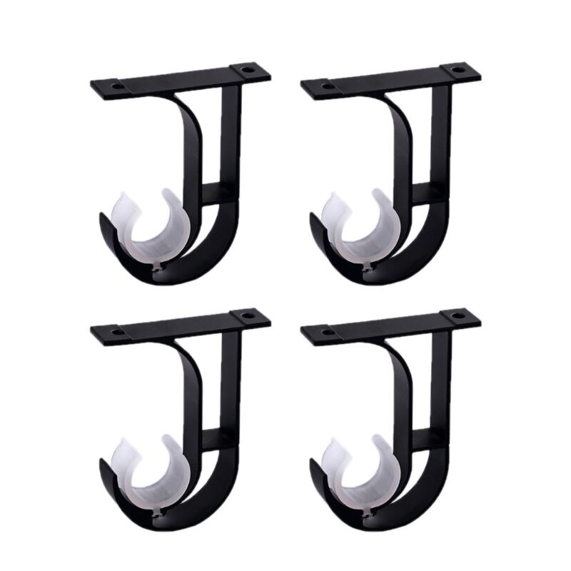 OOTDTY 4pcs Iron Curtain Rod Brackets Roof Mounted Window Hardware Holder Home Decor 63HF: BK
