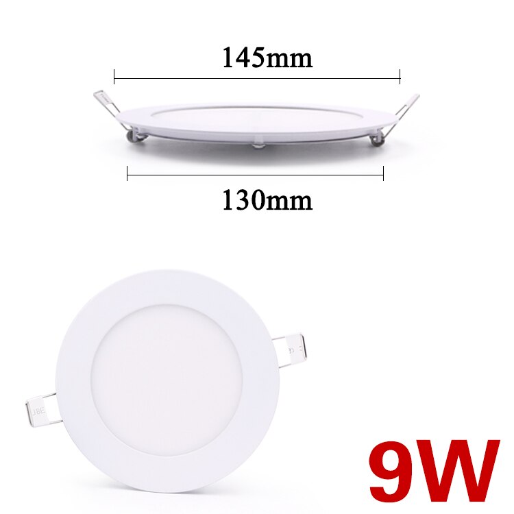 LED panel light Ultra thin Downlight lamp 3W 4W 6W 9W led ceiling lights recessed grid downlight slim round panel light: Round white 9W