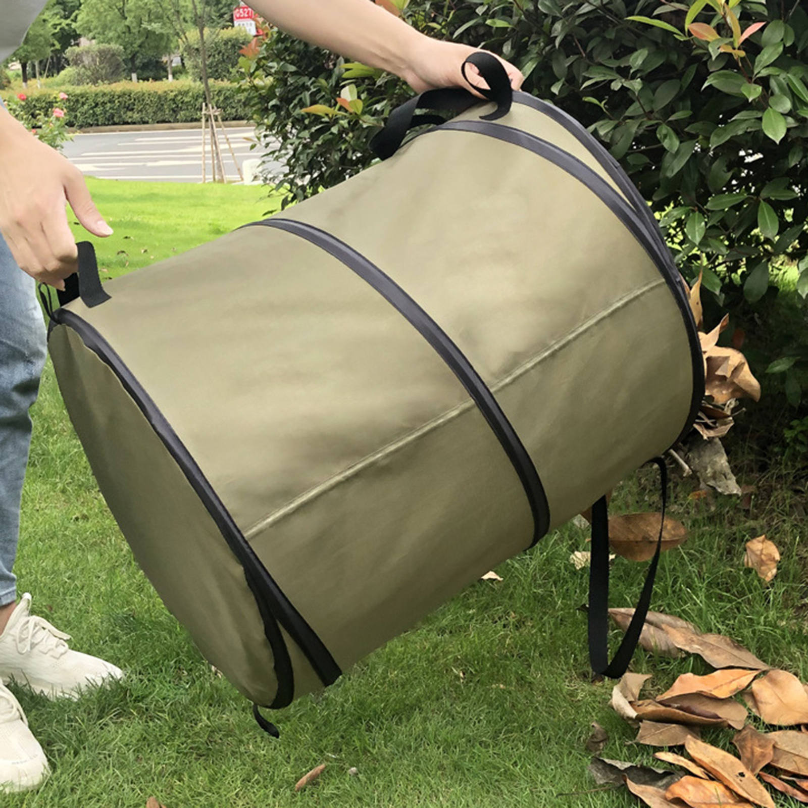 Portable Collapsible Yard Garden Waste Bag Pop-up Leaf Bin Holder with 2 Handles, Labor Saving: M
