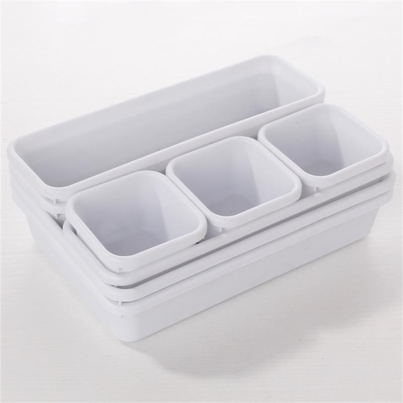 8 Uds. De organizadores de cajones, caja de almacenamiento con divisores de cajones estrechos entrelazados, para baño, oficina, cocina, herramienta de almacenamiento para el hogar: Blanco