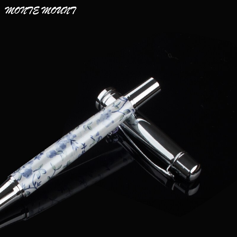 MONTE MOUNT blanc porcelaine stylo rouleau stylo à bille métal cristal stylo Clip belle stylo à bille école papeterie