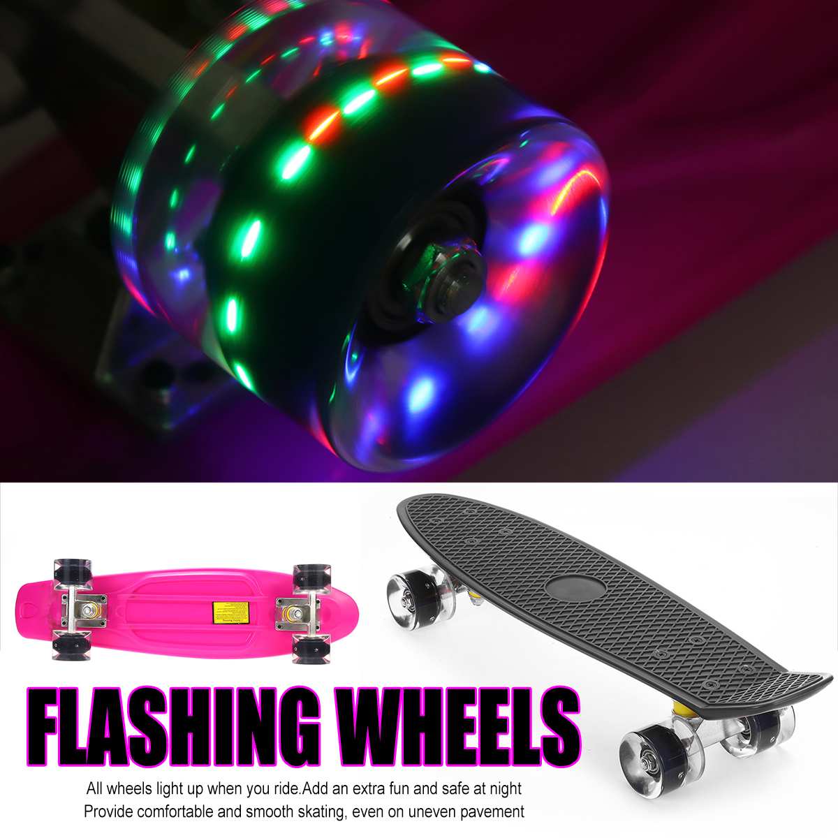 22 Inch Fish Board Mini Cruiser Skateboard Children Scooter Longboard Skate Boards Retro Board Wheel Truck Bearings