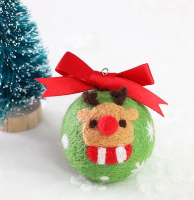 Ball ornaments set wool needlepoint kit wool felt needle felting Phone rope craft needlecraft DIY handmade: Ball elk