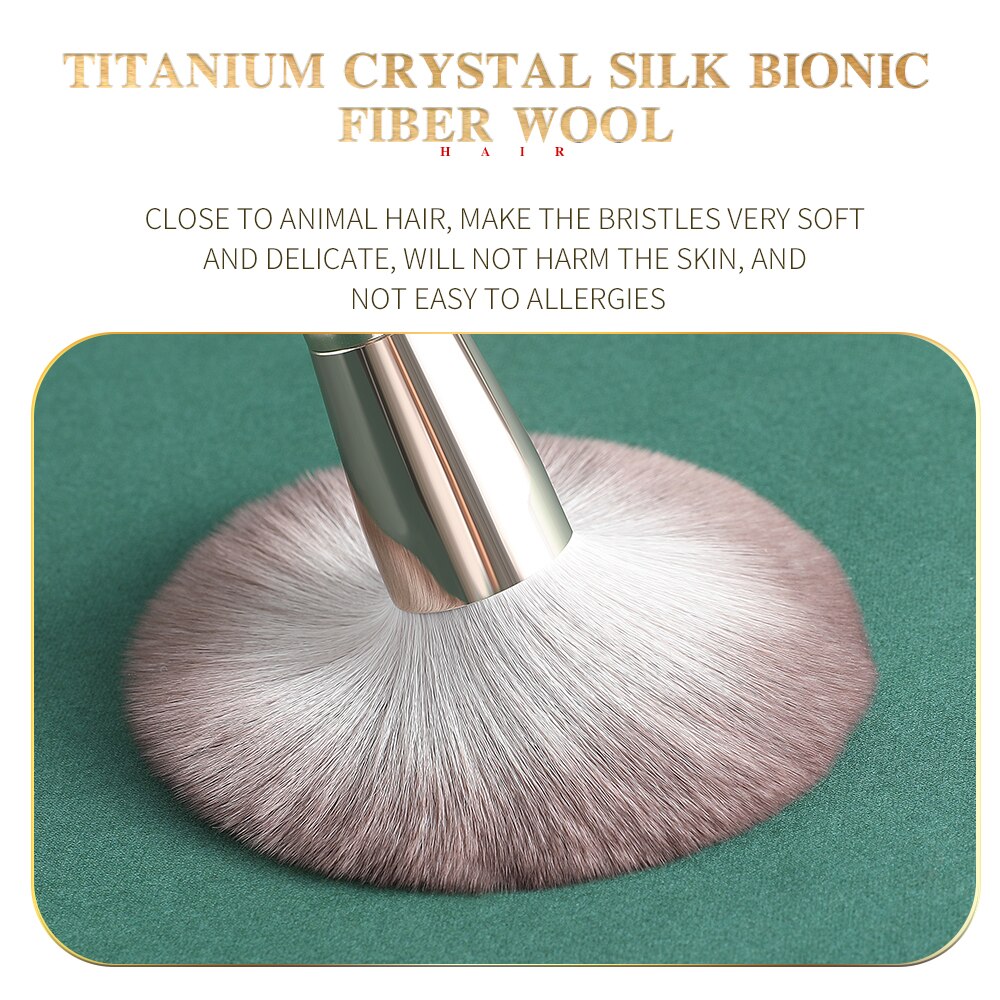 XINYAN 14pcs Makeup Brushes Set Eyeshadow Powder Green Matte Wood Handle Concealer Cosmetic Eyebrow Beauty Tool