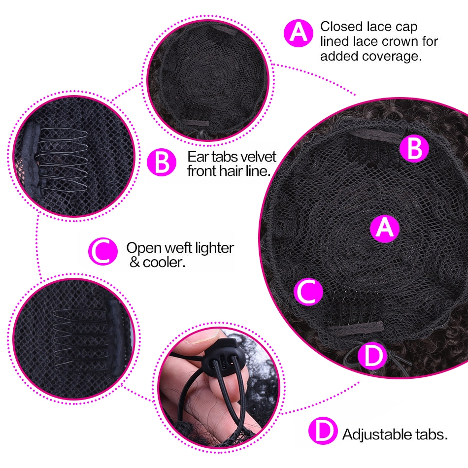 Court synthétique Afro bouffée crépus bouclés cordon queue de cheval cheveux Chignon perruque Chignon postiche pour les femmes Updo Clip dans l'extension de cheveux