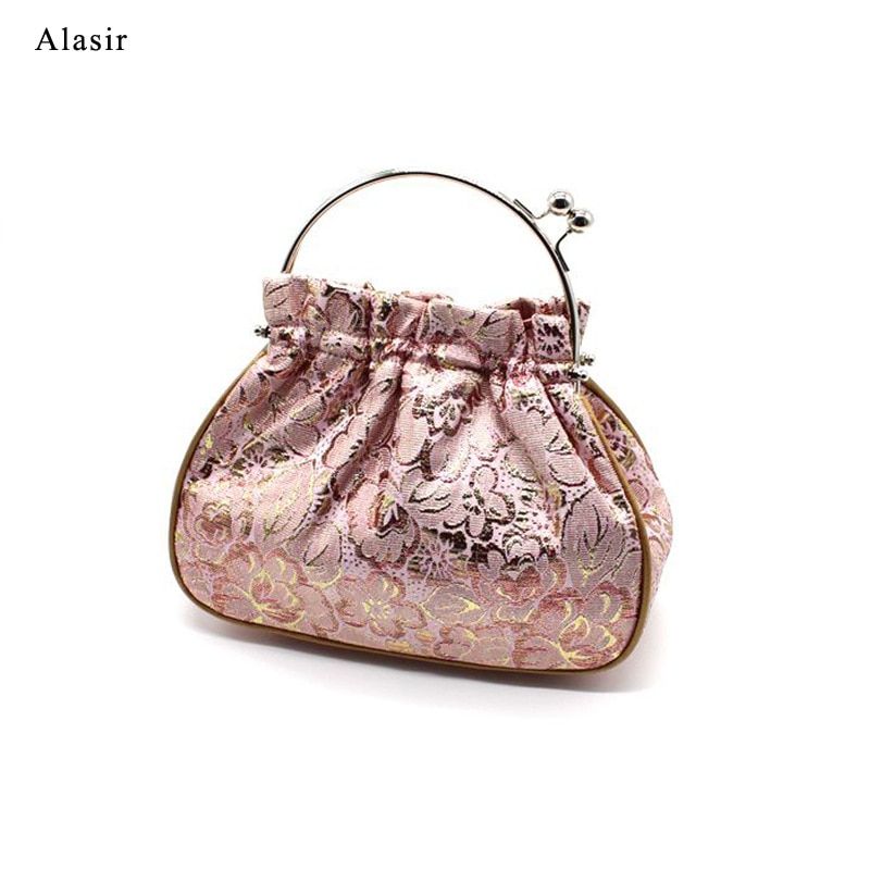 Alasir Damask Wallet Ladies Clip Silk Bag Chinese Style Cheongsam Handbags Women Evening Clutches Handmade Vintage Bucket Bag