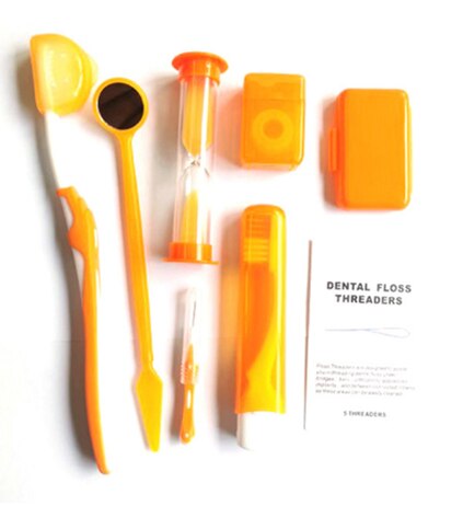 Orthdent 8 Stks/set Dental Tanden Orthodontische Care Kit Orale Borstel Floss Draad Wa: Yellow