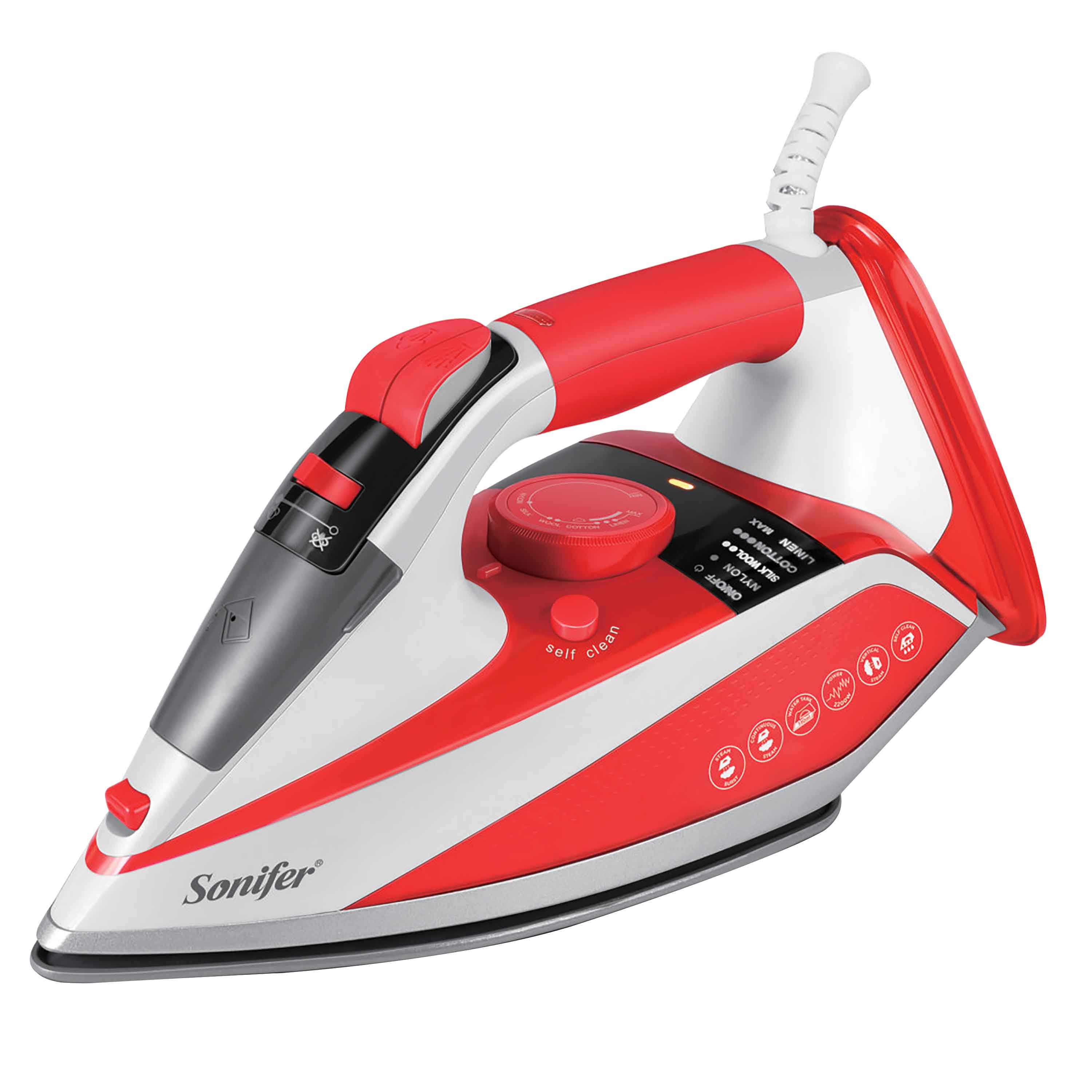 2200W Elektrische Strijkijzers Stoom Digitale Led Display Voor Kleding Multifunctionele Keramische Reizen Ijzer Strijken 220V Sonifer: SF9060-Red / Au
