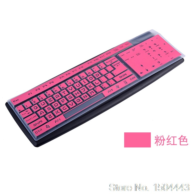 Funda protectora Universal de silicona para teclado, para ordenador de sobremesa, tamaño completo, 101 teclas, funda protectora para teclado de sobremesa y PC: pink