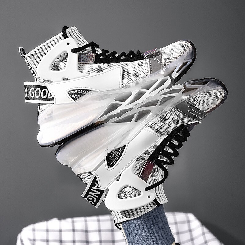 Nowe ostrze buty mężczyźni komfortowe światło TPU trampki mężczyźni Popcorn za kolana najlepsze trampki męskie buty trekkingowe Zapatos Hombr