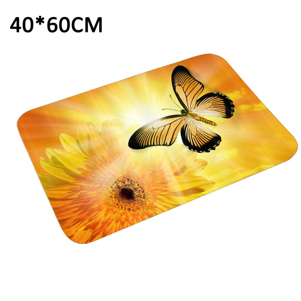 Alfombra con estampado 3D de girasol para puerta de pasillo, tapete antideslizante para baño, absorbente para Cocina: Azul