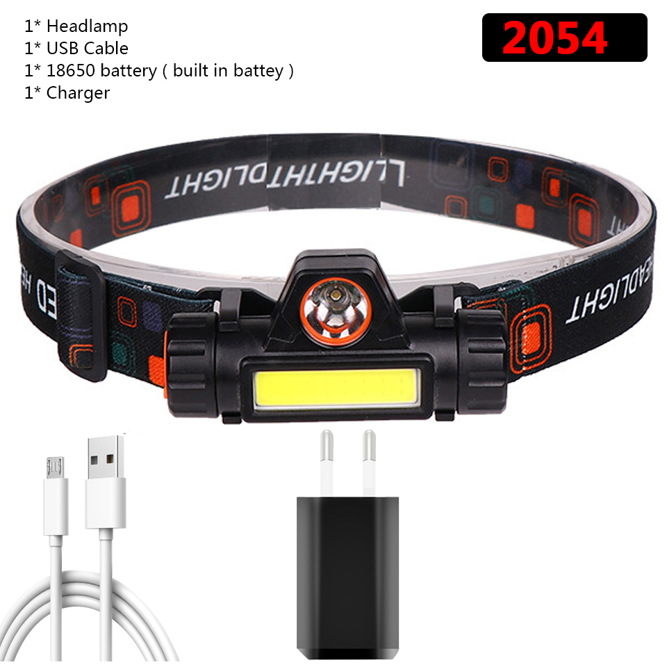 Zoomable Ingebouwde Batterij Camping Krachtige Led Koplamp Cob Usb Oplaadbare Koplamp Waterdichte Hoofdlamp Head Lamp Lantaarn: Package B