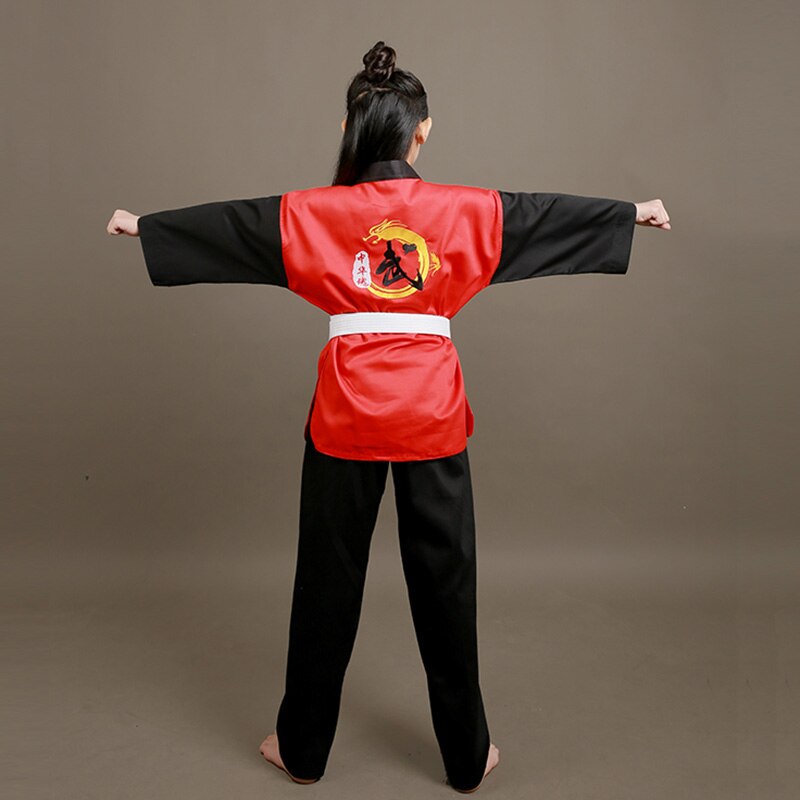 WM16 Corea bordado Taekwondo uniforme de algodón Taekwondo kárate yudo Taekwondo Dobok ropa niños ropa adulto Unisex de manga larga