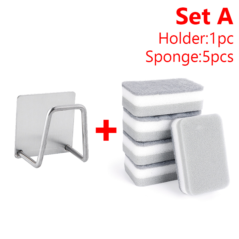 Keuken Sponzen Houder Zelfklevende RVS Gootsteen Afvoer Rack Spons Schuursponsje Schoonmaken Vaatdoek Opslag Plank Sets: Light Grey