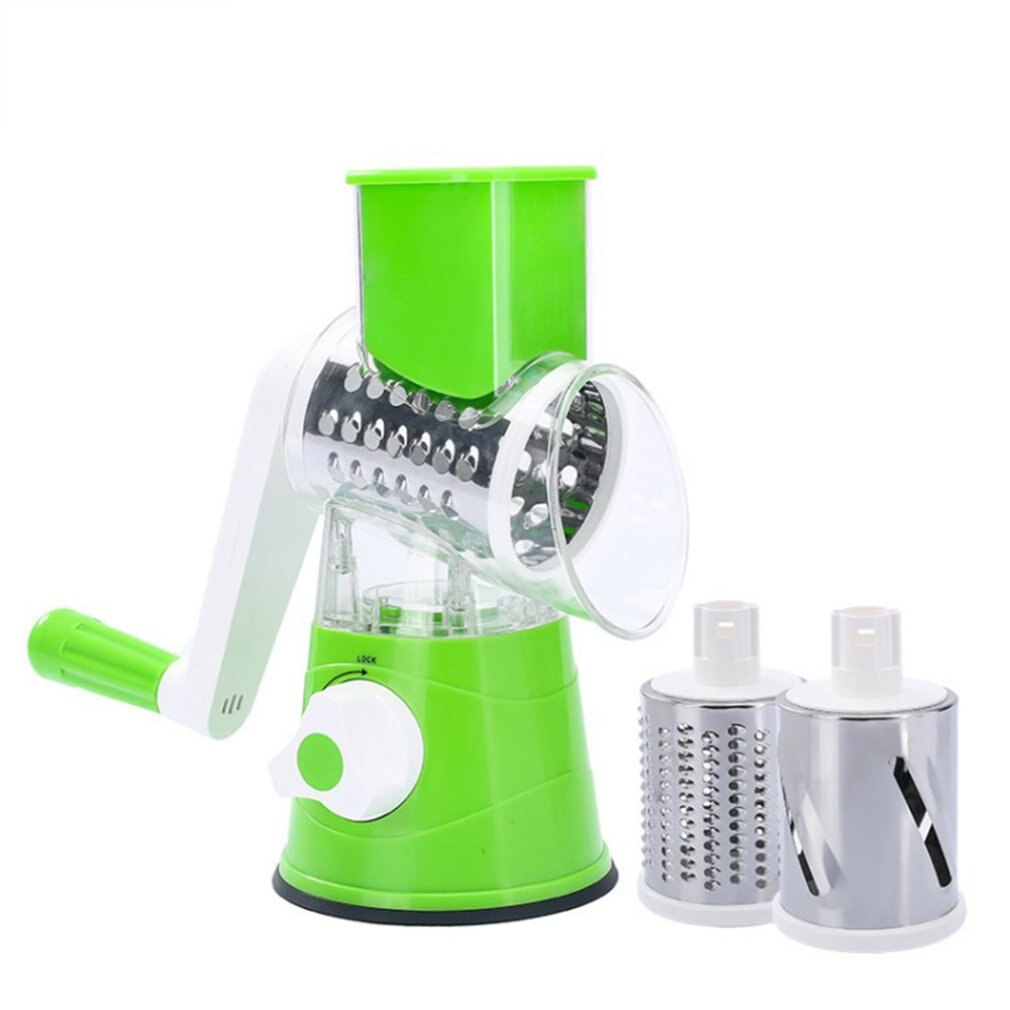 Potato and Carrot Grater Vegetable Cutter Mandolin Round Cutter Stainless Steel Multifunction Chopper Blades Kitchen Tool: Green