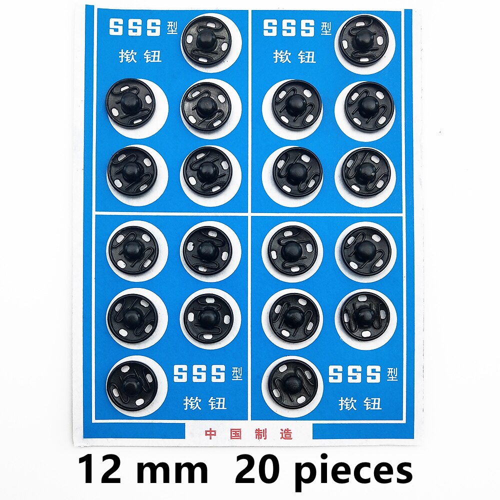Black Round Snap Buttons Metal Press Button Fasteners Plating Stud Iron DIY Garment Bag Sewing Accessories: FR514