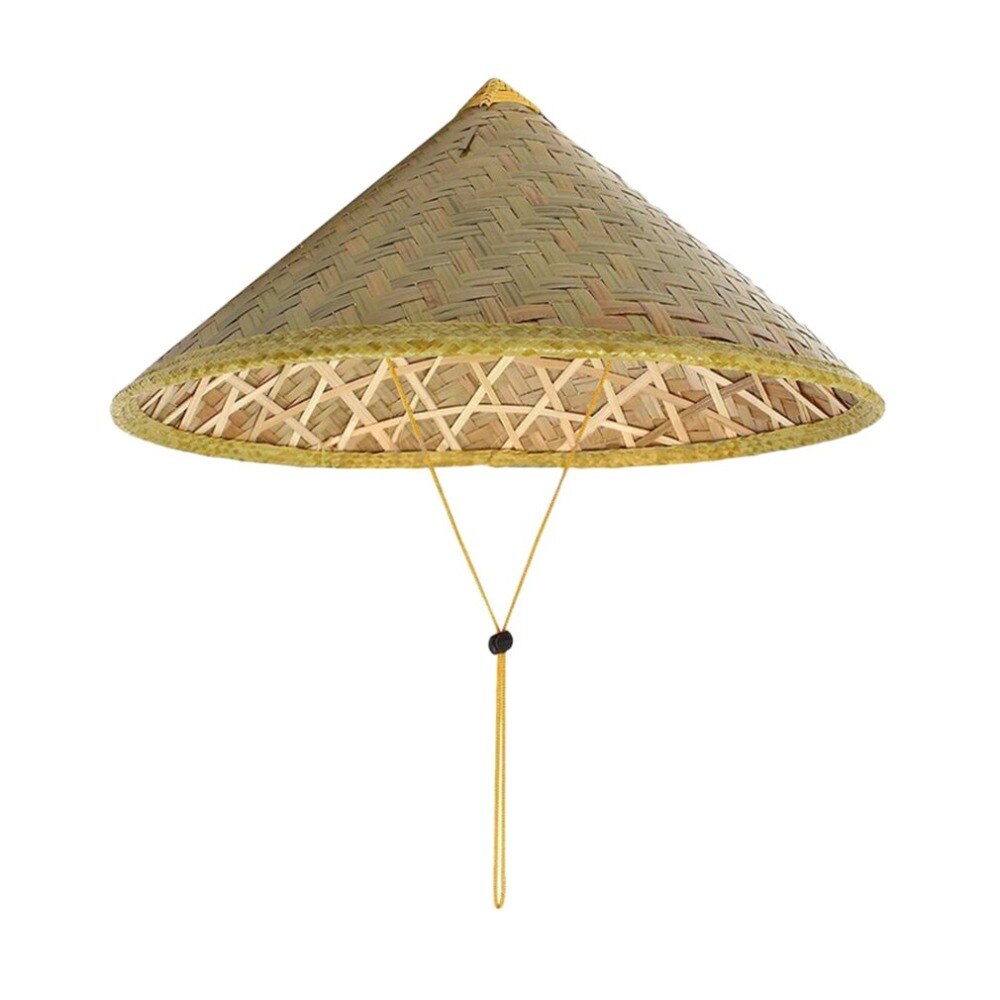 Retro chino de bambú de mimbre sombrero de pescador tejido hecho a mano de paja sombrero del cubo turismo lluvia tapa baile accesorios de pesca sombrilla sombrero
