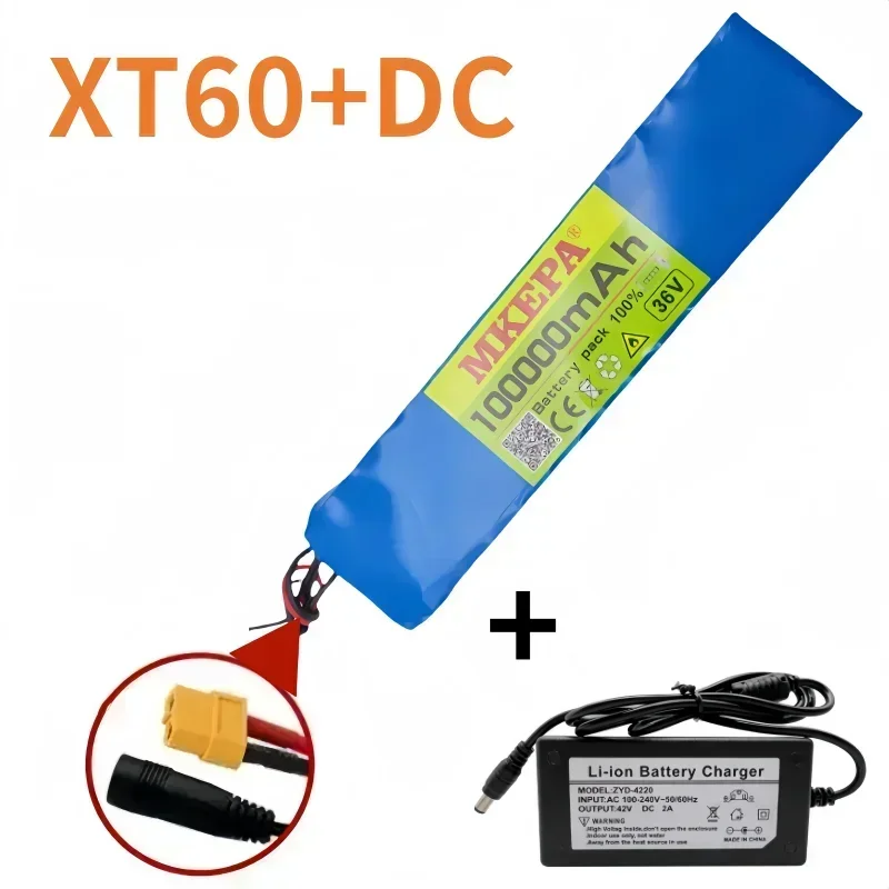 10S3P 36V 100000mAh 18650 Rechargeable Lithium Battery Power Modified Bicycle Scooter Electric Vehicle with etc: Chocolate