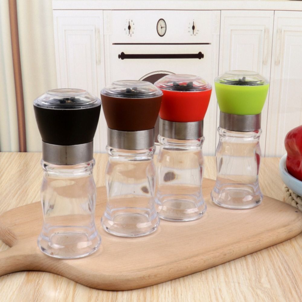 1PC Cooking Manual Refillable Natural Acrylic Pepper Mill Grinder Kitchen Tool Sea Salt Jar Spice Grinder