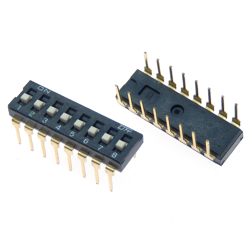10pcs/lot Slide Type SMT SMD Dip Switch, 2.54mm Pitch 2 Row 4 Pin 2 Position / 8 pin 4 Position / 16 pin 8 Position: Lavender