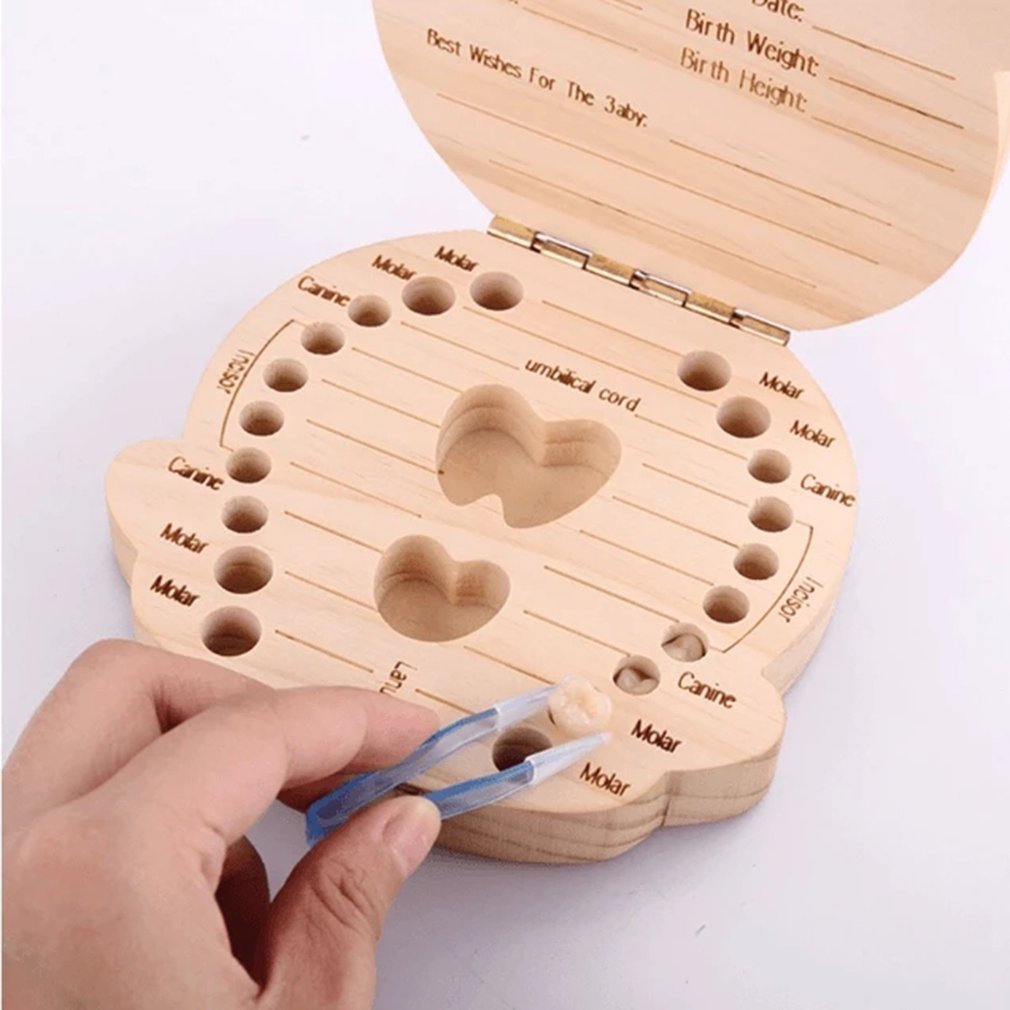 Caja de madera para guardar dientes de bebé, caja de almacenamiento de madera para dientes de leche, cordón Umbilical, caja organizadora para bebé, de madera