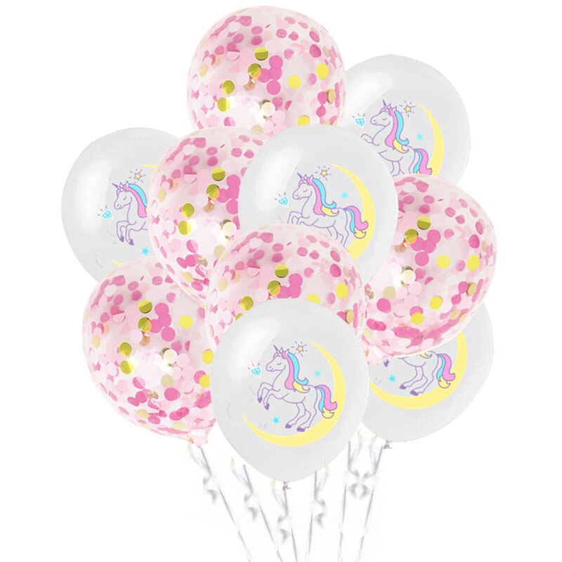 10 stk / parti enhjørning latex ballon piger fødselsdag baby shower konfetti helium balloner hest fødselsdag dåb fest dekoration forsyninger: 10 stk sæt c