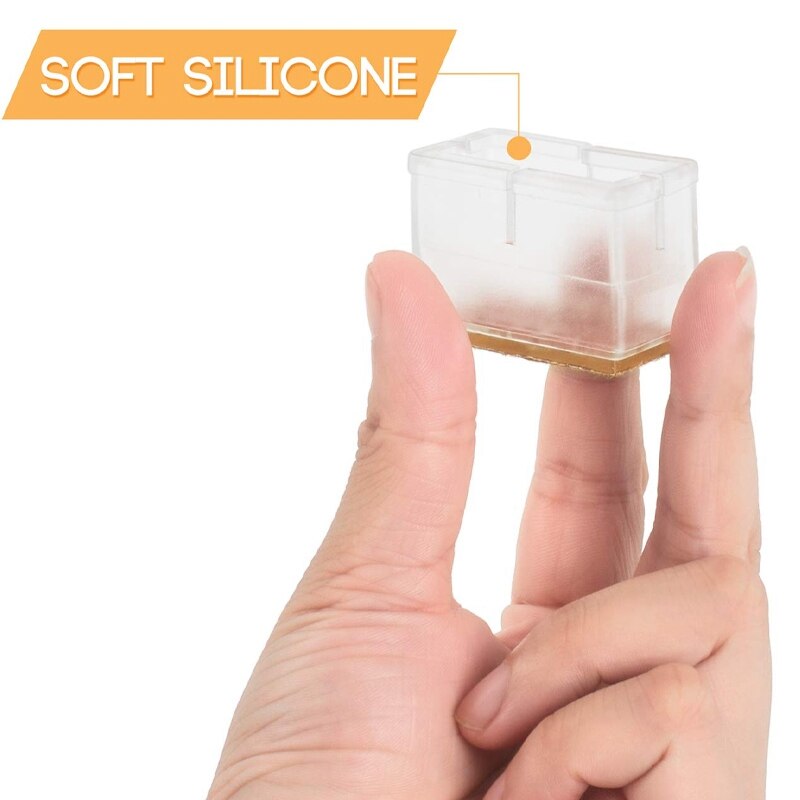 32 PCS Silicone Chair Caps,Chair Floor Felt Furniture Pads,Cups Fit Rectangular with L:1.5x1.7 Inch,W:0.6x0.8 Inch