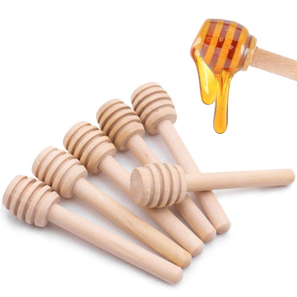 Honing Stick Mini Houten Honing Dipper Sticks Honing Stirrer Honing Wand Voor Honing Doseer Honing Bruiloft Gunsten PAK55: Default Title